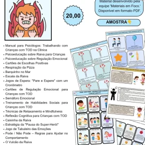 Kit TOD para Crianças – Material terapêutico em PDF para psicólogos trabalharem regulação emocional e raiva infantil