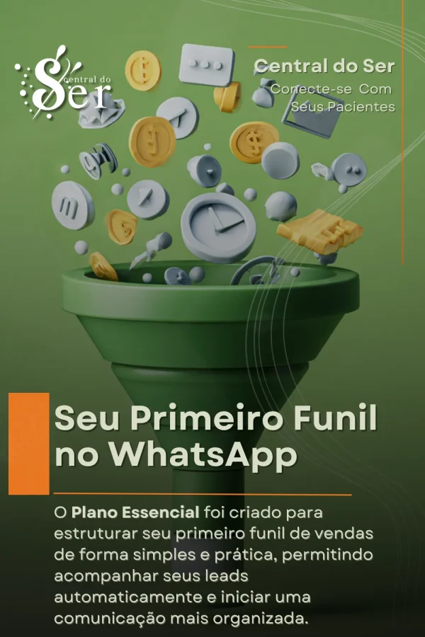 Funil de vendas no WhatsApp para iniciantes com automação simples e acompanhamento de leads no Plano Essencial da Central do Ser